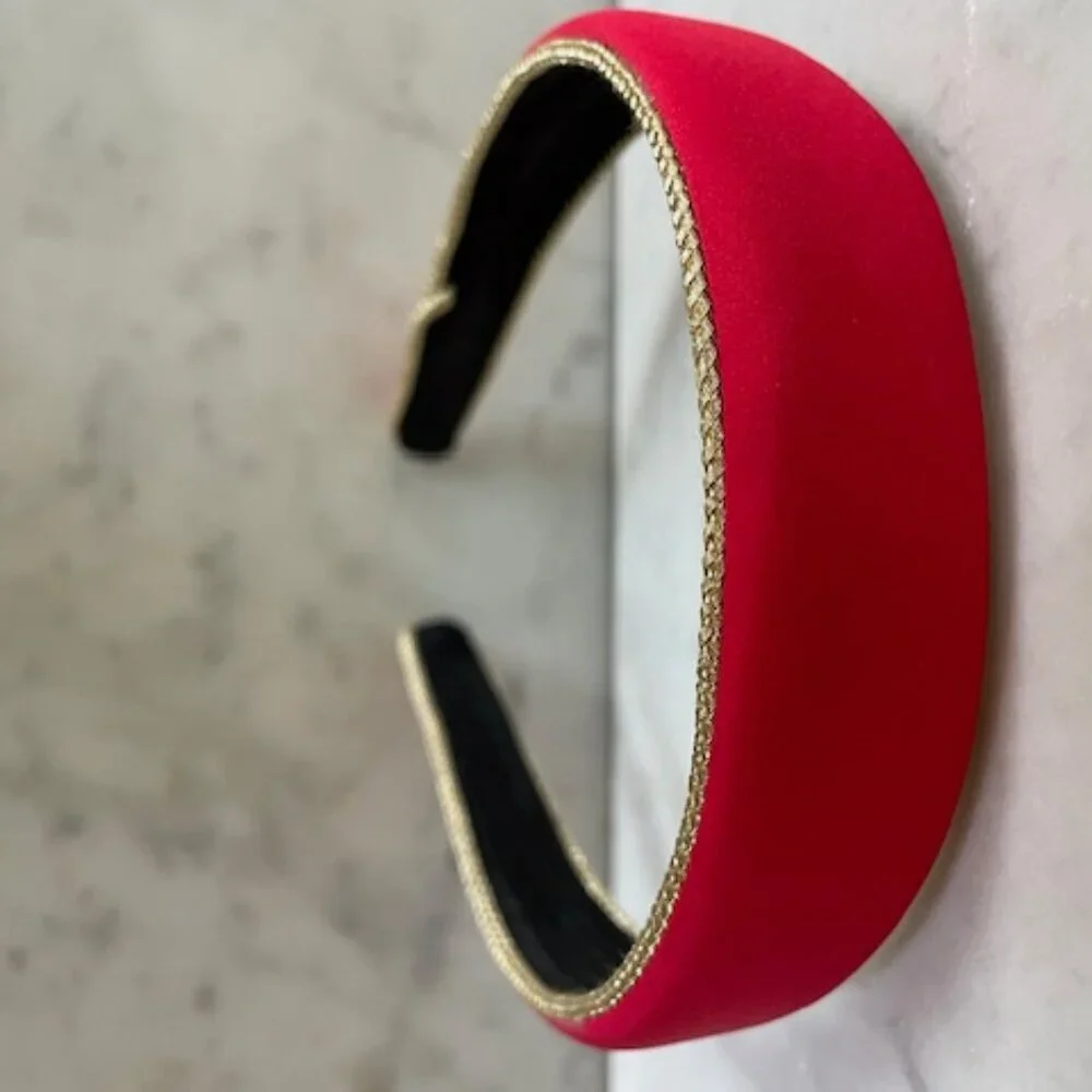 DEBORAH RHODES MOCHA Red Gold Padded Vintage Headband